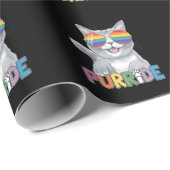 Papier Cadeau Purride Chat Lunettes de soleil Gay pride Rainbow (Coin rond)