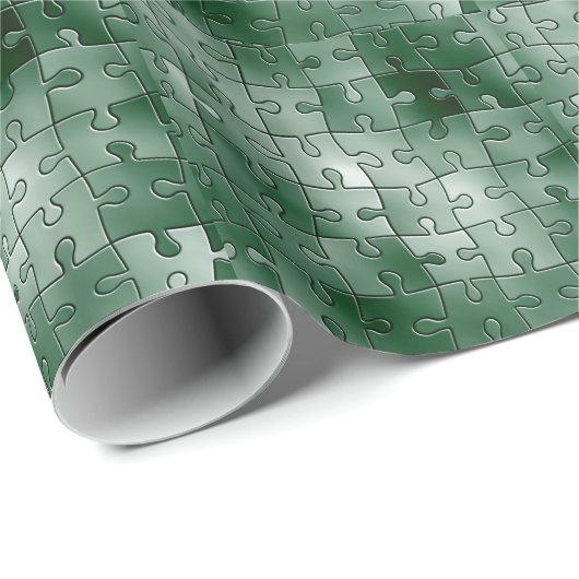 Papier Cadeau Puzzle vert (Coin rond)