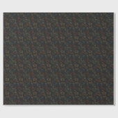 Papier Cadeau Puzzles - Contour d'automne Fond noir (Plat)