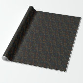 Papier Cadeau Puzzles - Contour d'automne Fond noir (Déroulé)
