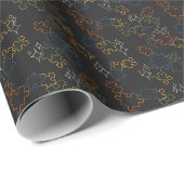 Papier Cadeau Puzzles - Contour d'automne Fond noir (Coin rond)