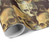 Papier Cadeau Pyramide des crânes Halloween Vintage (Coin rond)