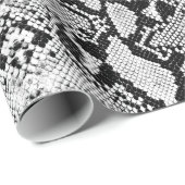 Papier Cadeau Python noir et blanc exotique (Coin rond)