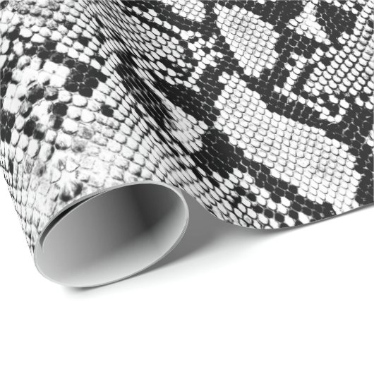 Papier Cadeau Python noir et blanc exotique (Coin rond)