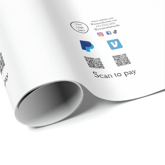 Papier Cadeau Q R code PayPal venmo scanner payer ajouter médias (Coin rond)