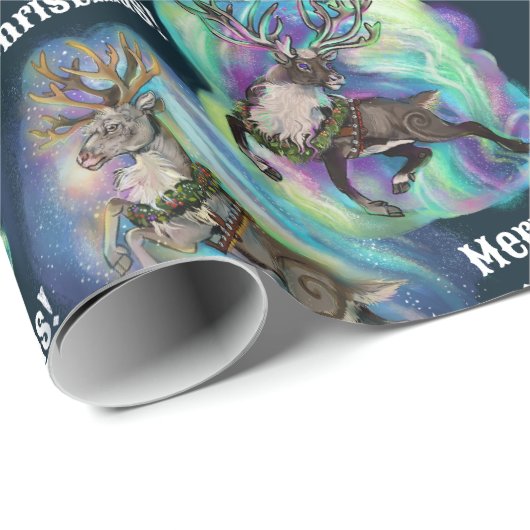 Papier Cadeau Quand Reindeer vole (Coin rond)