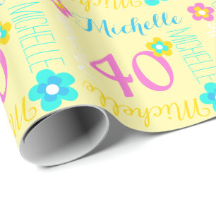 Papier Cadeau Quarantième enveloppe d'anniversaire d'âge nomm