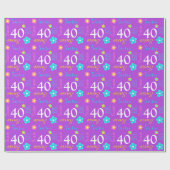 Papier Cadeau Quarantième enveloppe d'anniversaire d'âge nommé (Plat)