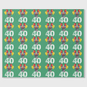 Papier Cadeau quarantième Papier d'emballage cadeau de vert de (Plat)