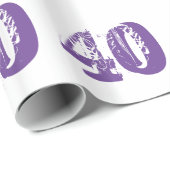 Papier Cadeau quarantième Texte d'anniversaire, pourpre et blanc (Coin rond)