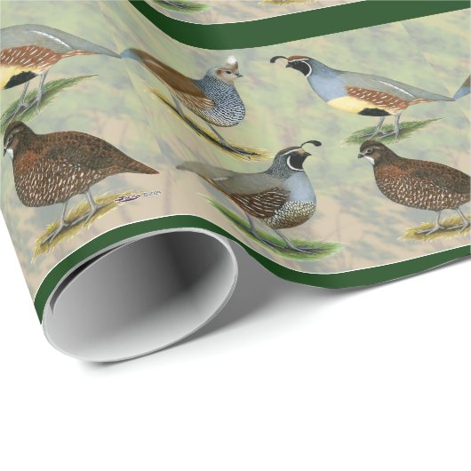 Papier Cadeau Quartet de cailles (Coin rond)