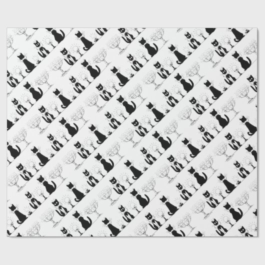 Papier Cadeau Quatre Chats noirs, Louis Wain (Plat)