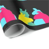 Papier Cadeau Quatre lamas dans quatre couleurs de lama - un (Coin rond)