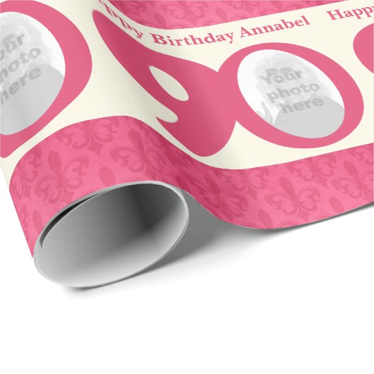 Papier Cadeau quatre-vingt-dixième Emballage rose de crème (Coin rond)