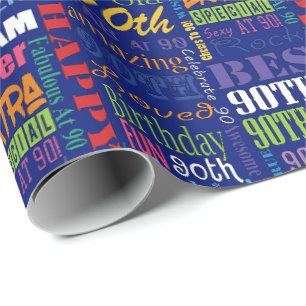 Papier Cadeau Quatre-vingt-dixième monogramme personnalisé de
