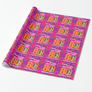Papier Cadeau quatre-vingtième Enveloppe de cadeau rose de
