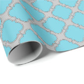 Papier Cadeau Quatrefoil bleu et gris (Coin rond)