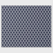 Papier Cadeau Quatrefoil bleu marine et blanc marocain (Plat)