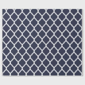 Papier Cadeau Quatrefoil bleu marine et blanc marocain Imprimer (Plat)