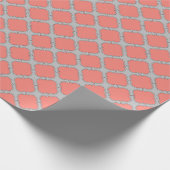 Papier Cadeau Quatrefoil corail et gris (Coin)