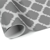 Papier Cadeau Quatrefoil dans les tons gris (Coin rond)