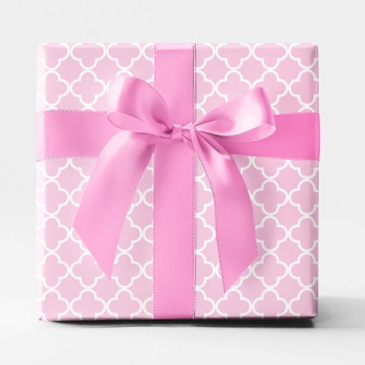 Papier Cadeau Quatrefoil en treillis rose et blanc Pastel