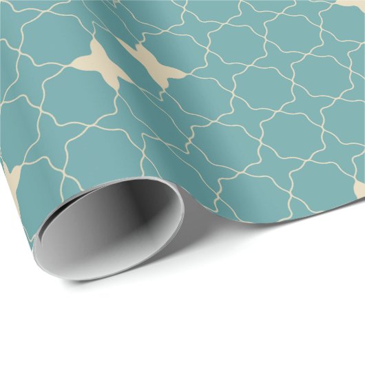 Papier Cadeau Quatrefoil Geometric Pattern Wrapping Paper (Coin rond)