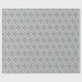 Papier Cadeau Quatrefoil marocain gris foncé XL blanc #7DS (Plat)