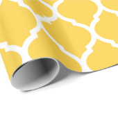 Papier Cadeau Quatrefoil Marocain jaune et blanc (Coin rond)