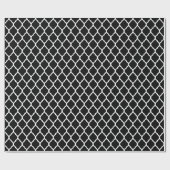 Papier Cadeau Quatrefoil marocain noir et blanc (Plat)