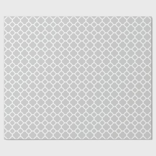 Papier Cadeau Quatrefoil moderne gris et blanc (Plat)