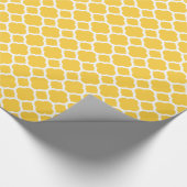 Papier Cadeau Quatrefoil moderne jaune et blanc (Coin)