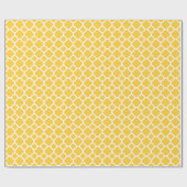 Papier Cadeau Quatrefoil moderne jaune et blanc (Plat)