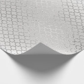 Papier Cadeau Quatrefoil Silver Glam Art Déco Blanc brillant (Coin)