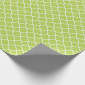 Papier Cadeau Quatrefoil vert, Latticework, Trellis marocain (Coin)
