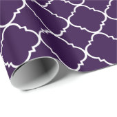 Papier Cadeau Quatrefoil violet et blanc (Coin rond)