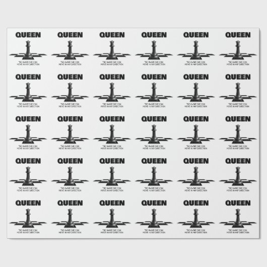 Papier Cadeau Queen Chess Sachez Qu'Elle Peut Se Déplacer Dans N (Plat)