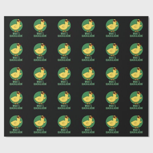 Papier Cadeau Qu'est-ce que Quackalackin Funny Duck Pun Dark BG (Plat)