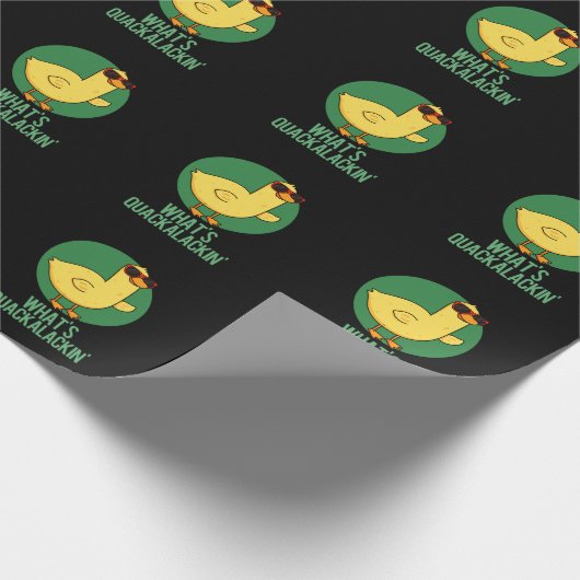 Papier Cadeau Qu'est-ce que Quackalackin Funny Duck Pun Dark BG (Coin)