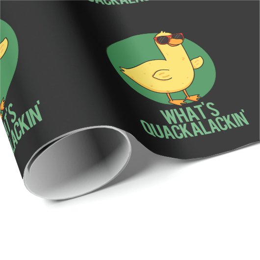 Papier Cadeau Qu'est-ce que Quackalackin Funny Duck Pun Dark BG (Coin rond)