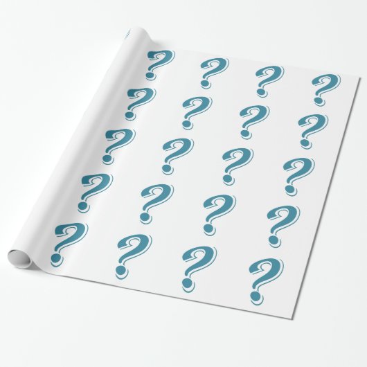PAPIER CADEAU QUESTION BLEU MARQUE GRAPHIQUE CURIEUX (Déroulé)