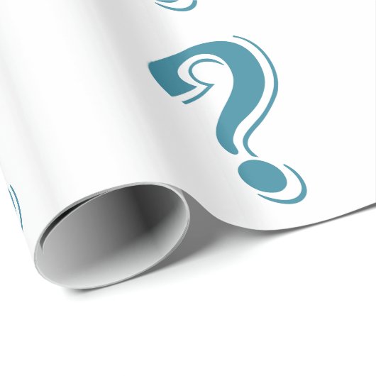 PAPIER CADEAU QUESTION BLEU MARQUE GRAPHIQUE CURIEUX (Coin rond)