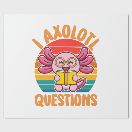 Papier Cadeau Questions sur les axolotls (Plat)