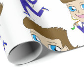 Papier Cadeau queue de lapin de chibi (Coin rond)