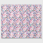 Papier Cadeau Queue de sirène pailletée de fleurs 9e anniversair (Plat)