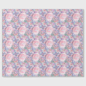 Papier Cadeau Queue de sirène pailletée fleurs 8e anniversaire (Plat)