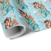 Papier Cadeau Queue Turquoise de sirène d'Imaginaire (Coin rond)