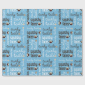 Papier Cadeau Queues bouclées, papier d'emballage de carlin (Plat)