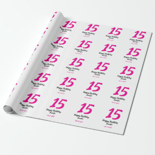 Papier Cadeau quiencenera 15e anniversaire ajouter date année te