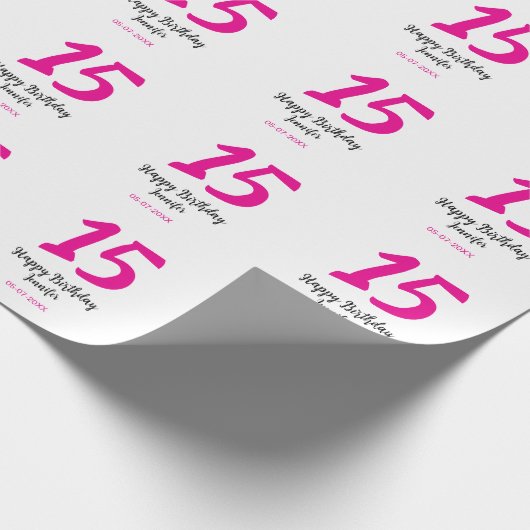 Papier Cadeau quiencenera 15e anniversaire ajouter date année te (Coin)